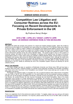 Competition Law Litigation and Consumer - NUS