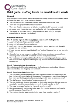 Brief guide: staffing levels on mental health wards