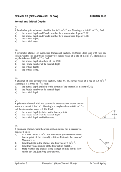 Hydraulics 3 Examples 1 (Open-Channel Flow)