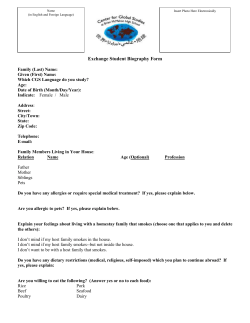 Exchange Student Biography Form