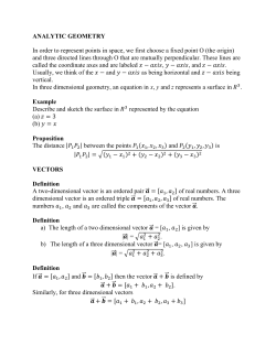 ANALYTIC GEOMETRY In order to represent points in space, we