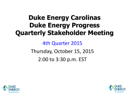 Duke Energy Carolinas Quarterly Stakeholder Meeting