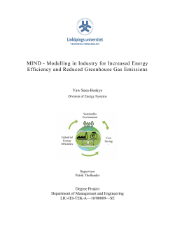Modelling in industry for increased energy efficiency and reduced
