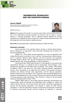 INFORMATION TECHNOLOGY AND THE COGNITIVE DOMAIN