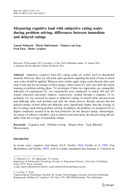 Measuring cognitive load with subjective rating scales during