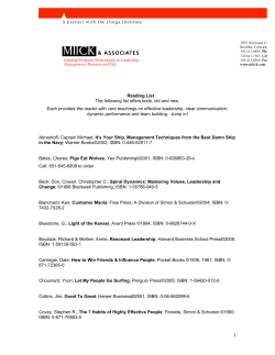 Reading List The following list offers texts, old and new. Each