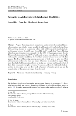 Sexuality in Adolescents with Intellectual Disabilities
