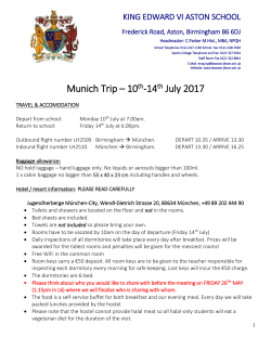 Itinerary Munich 2017 - King Edward VI Aston School