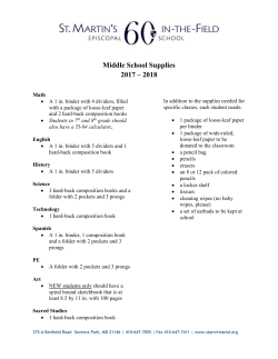 Grades 6-8 Supply List