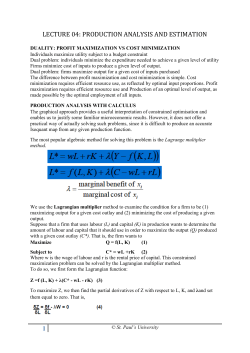 LECTURE 04: PRODUCTION ANALYSIS AND ESTIMATION