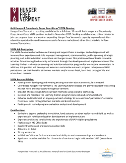 Anti-Hunger and Opportunity Corps AmeriCorps VISTA