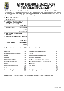 Application for the Registration of a Food Business Establishment