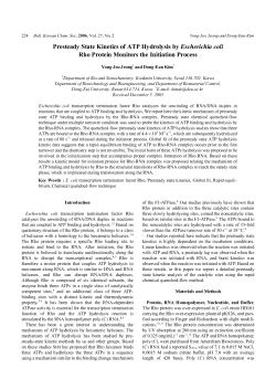 Presteady State Kinetics of ATP Hydrolysis by Escherichia coli Rho