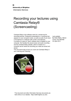 Camtasia Relay Recording your lectures