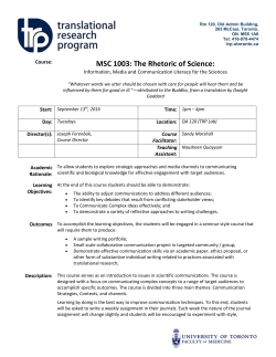 MSC 1003: The Rhetoric of Science