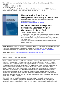 Models of Volunteer Management: Professional Volunteer Program