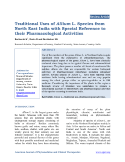Traditional Uses of Allium L. Species from North East