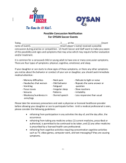 Possible Concussion Notification For OYSAN Soccer Events