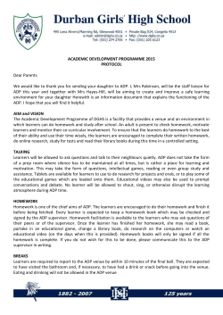 ACADEMIC DEVELOPMENT PROGRAMME 2015 PROTOCOL