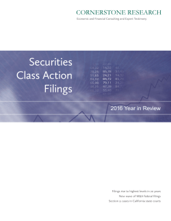 Securities Class Action Filings 2016 Year in Review