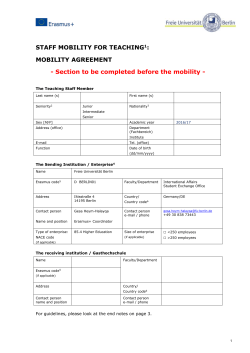 STAFF MOBILITY FOR TEACHING[1]: MOBILITY AGREEMENT