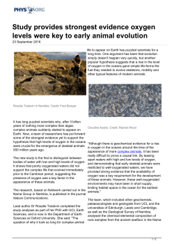 Study provides strongest evidence oxygen levels were