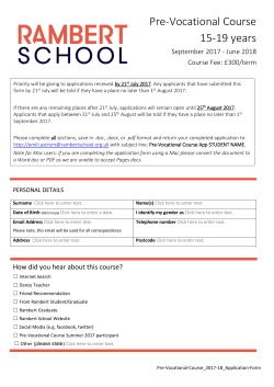 the Pre-Vocational Application Form
