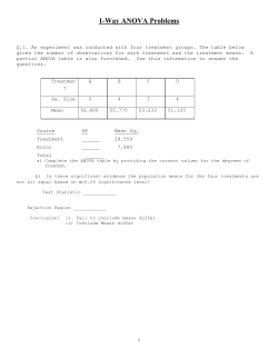 1-Way ANOVA Problems - UF-Stat