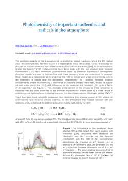 Photochemistry of important molecules and radicals in the atmosphere