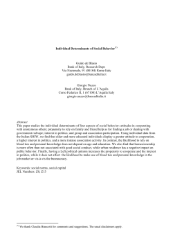 Individual Determinants of Social Behavior(*)