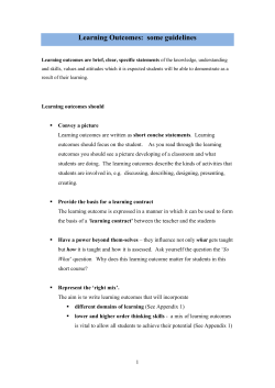 Notes for Learning Outcomes session
