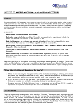 10 STEPS TO MAKING A GOOD Occupational Health REFERRAL