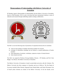 Memorandum of Understanding with Hebrew University of Jerusalem