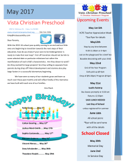 May Newsletter - Vista Christian Preschool