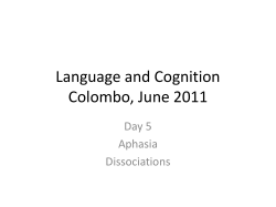 Language and Cognition Colombo, June 2011