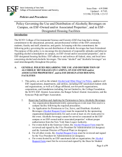 Policy Governing the Use and Distribution of Alcoholic - SUNY-ESF