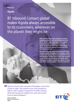 BT Inbound Contact global makes Agoda always accessible to its