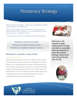 Numeracy Strategy - Tasmanian Catholic Education Office