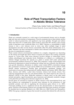 Role of Plant Transcription Factors in Abiotic Stress