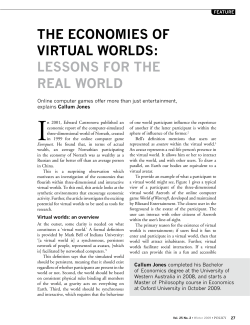 tHe eConoMies of VirtuaL WorLDs: Lessons for tHe reaL WorLD