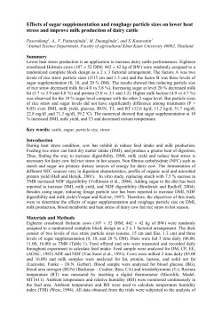 Effects of sugar supplementation and roughage particle sizes on