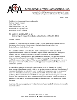 June 3, 2013 Toni Strother, Agricultural Marketing Specialist