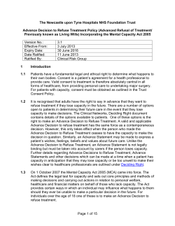 Advance Decision to Refuse Treatment Policy