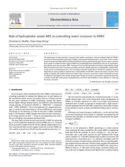 Electrochimica Acta Role of hydrophobic anode MPL in controlling