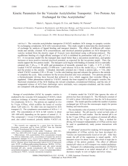 Kinetic Parameters for the Vesicular Acetylcholine Transporter: Two