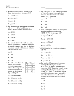 Math I EOC Function Review Name: 1. Which function represents an
