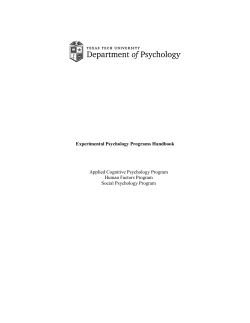 Experimental Psychology Programs Handbook Applied Cognitive