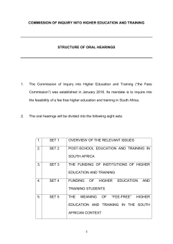 1 COMMISSION OF INQUIRY INTO HIGHER EDUCATION AND