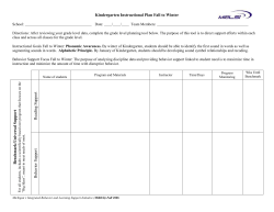 Kindergarten Instructional Plan Fall to Winter