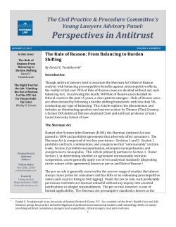 Perspectives in Antitrust - January 22, 2013